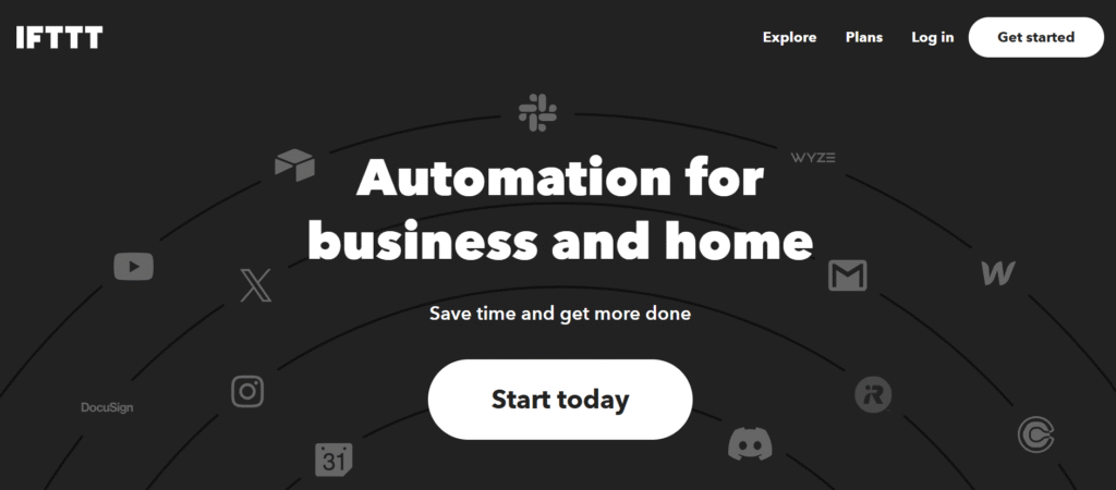 IFTTT Home page IFTTT Home page