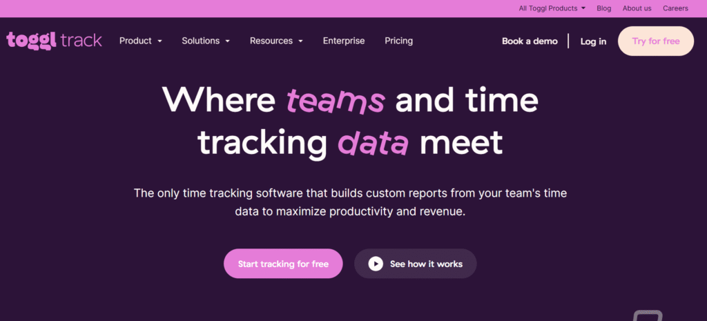 Toggl Track home page